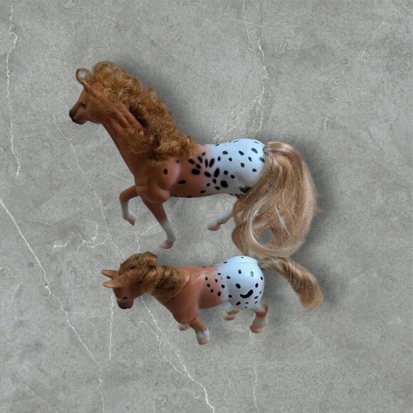 Vintage Kid Kore Appaloosa Horse Figurines Set Of 2 With Curly Manes & Tails - Picture 6 of 10